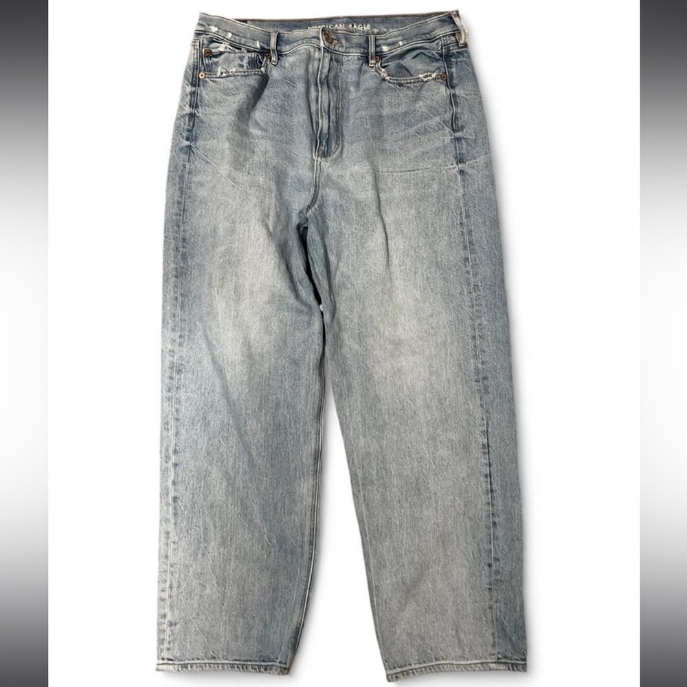 American Eagle Light Blue Denim Baggy Jeans Size 16 Short